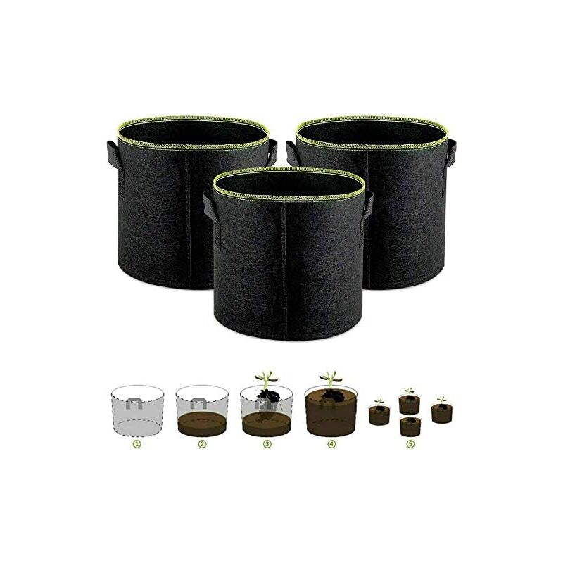 foto del prodotto 3 pcs non woven plant bag with handle, planting bags for potato, plant, tomato, vegetable 5 gallons 
