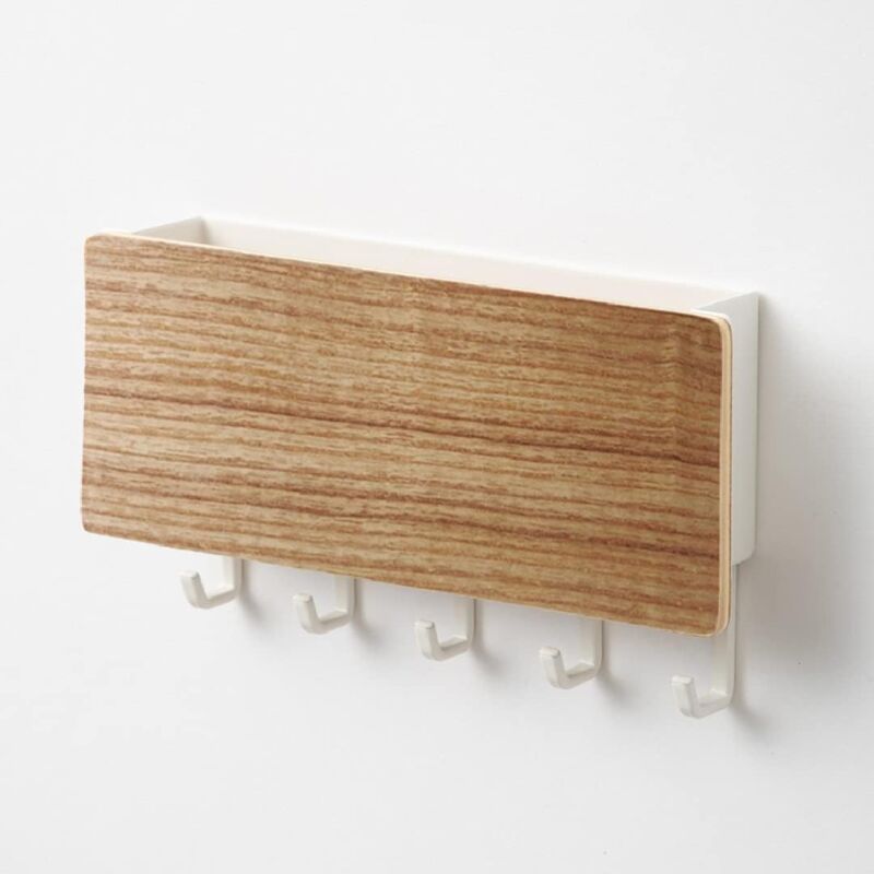 immagine 0 del prodotto wooden mail rack and key box hook key holder without hole wooden wall mounted mail rack 5 wooden hooks with five plastic hooks to combine mail