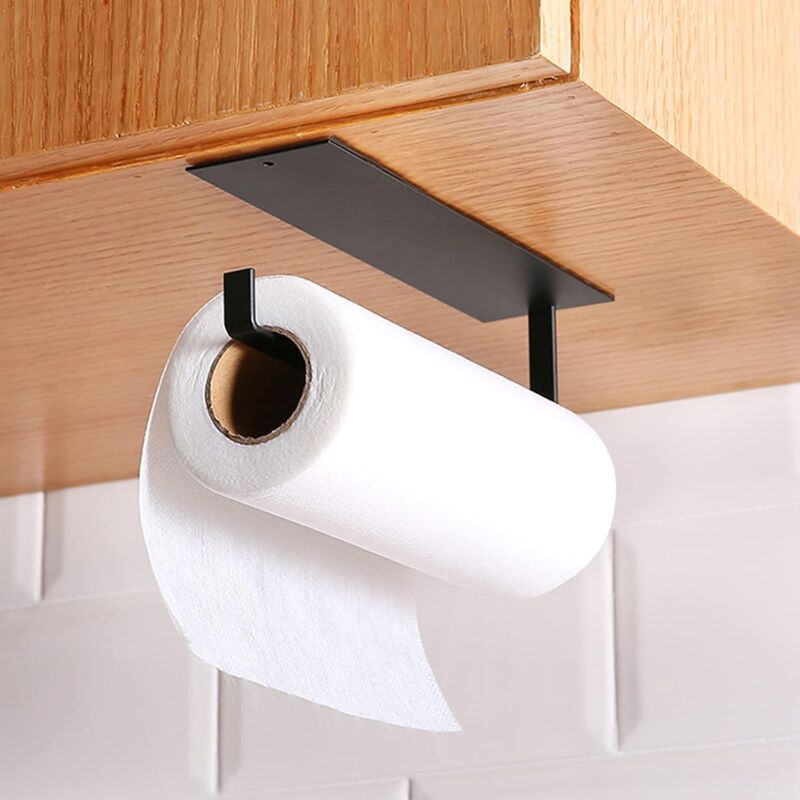 foto del prodotto kitchen roll paper holder, 304 stainless steel paper roll holder, no drilling wall mounted 3m adhesive self adhesive stainless steel paper roll