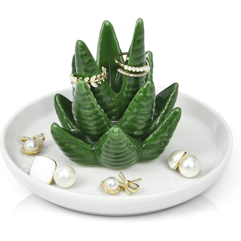 foto del prodotto zvd aloe cactus elephant ring holder cat ornament plate gifts for women, girls, her, friends, couples, flamingo elephant cat bulldog theme gifts,