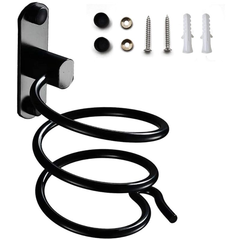 foto del prodotto zvd hair dryer holder, with punch free glue and screws, wall mounted hair dryer holder, hair dryer holder with plug holder, for hotel, bathroom,