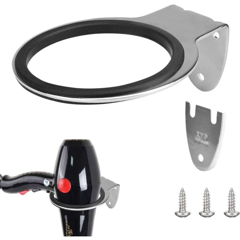 foto del prodotto zvd stainless steel hair dryer holder rustproof wall mounted hair dryer holders anti corrosion hair dryer holders with gasket and screws for