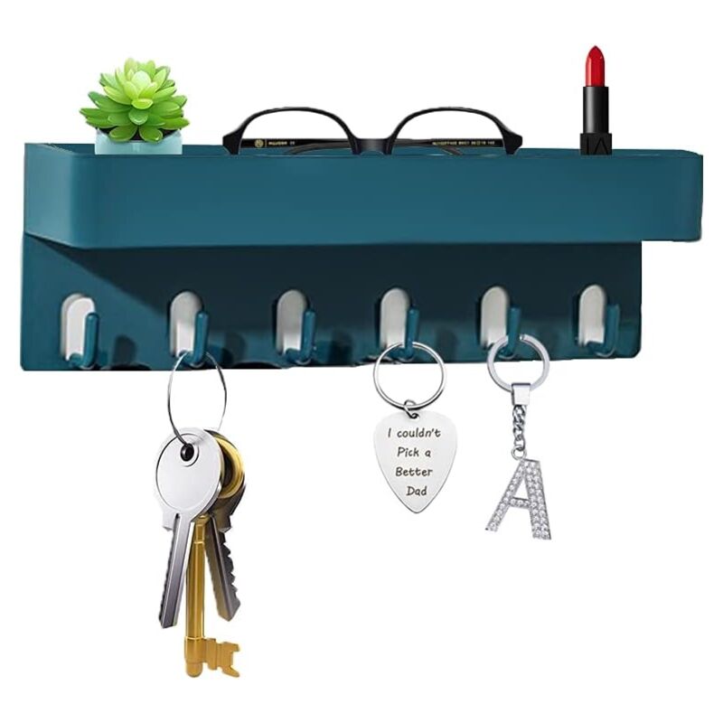 foto del prodotto wall key holder, wall key organizer, wall hook, wall coat rack, door hook, wall hook for living room, bathroom and kitchen with 6 hooks