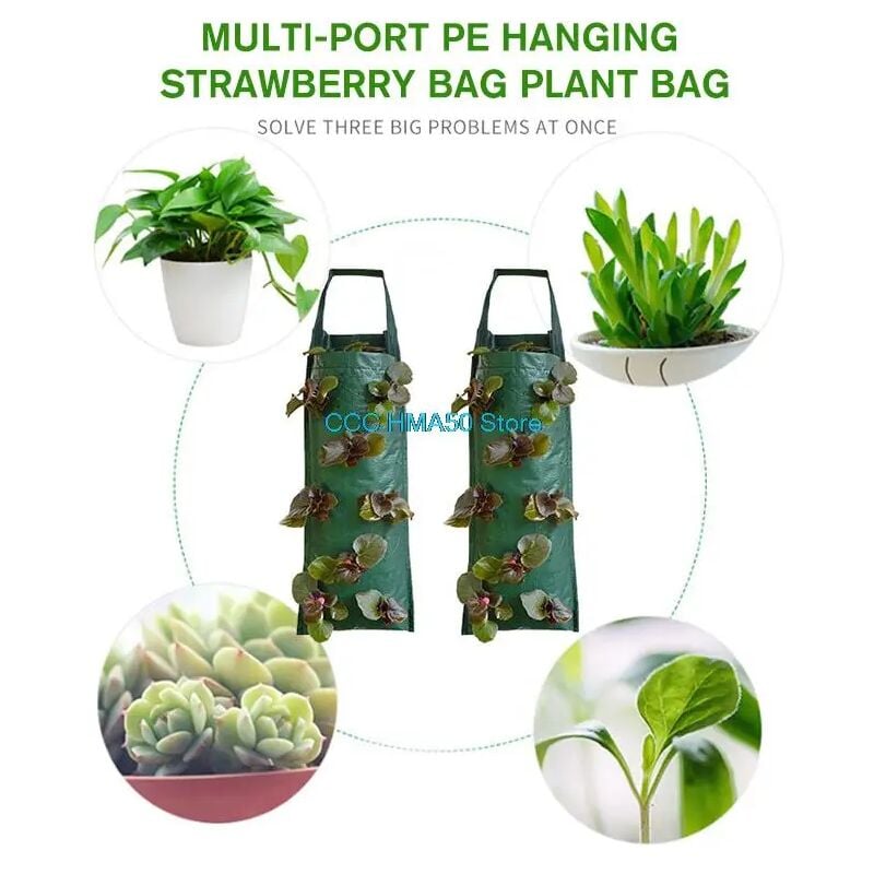foto del prodotto zvd 1pc vertical strawberry plant grow bag garden wall hanging 8 planting pots potato planter bag