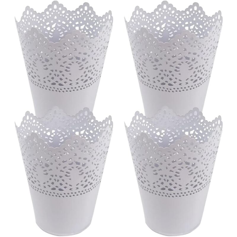 foto del prodotto flower pot vase pencil pot set of 4 makeup brush organizer pen pot holder hollow lace flower pot for office, home, school