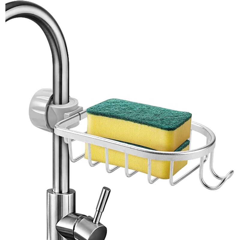 foto del prodotto zvd sponge holder kitchen storage, aluminum sink storage organizer, no drilling sink sponge holder kitchen sponge storage, bathroom soap holder
