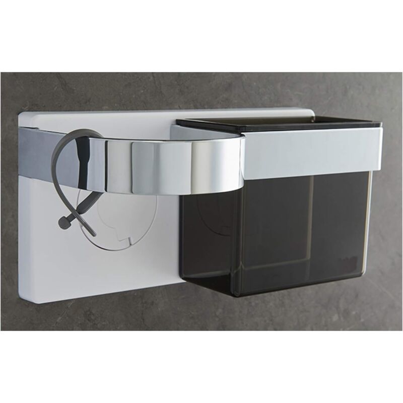 foto del prodotto zvd self adhesive hair dryer holder wall mounted hair straightener holder with storage abs holds hair brushes and styling accessories strong