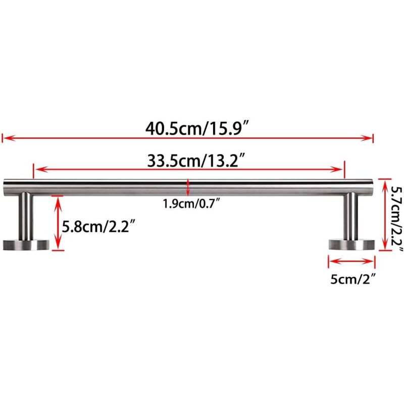 foto del prodotto wall mounted stainless steel towel holder bar 40cm length round bottom for bathroom, kitchen
