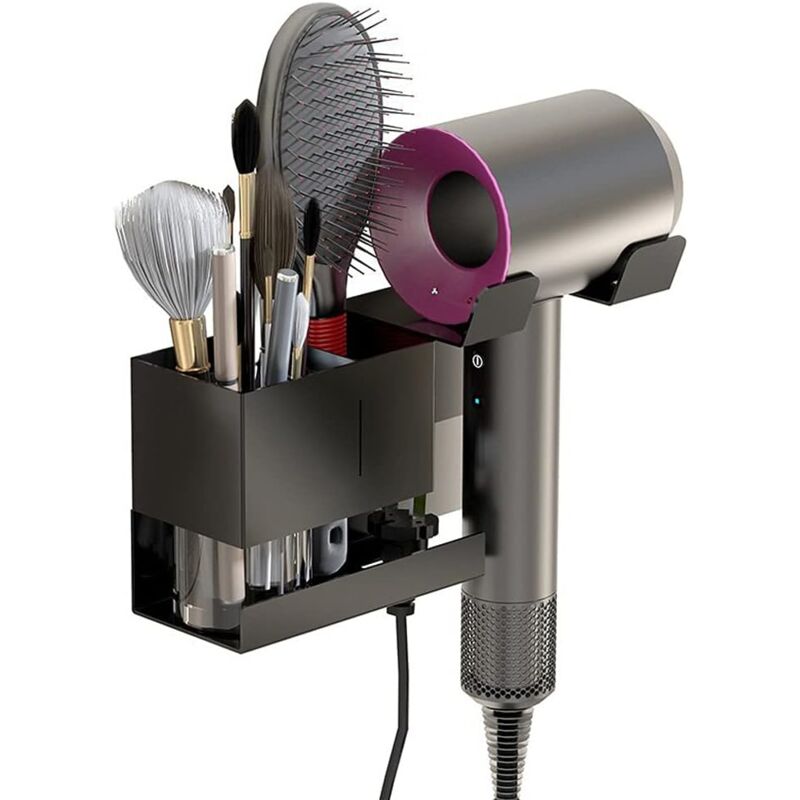 foto del prodotto supersonic hair dryer metal wall mount holder universal hair dryer holder black