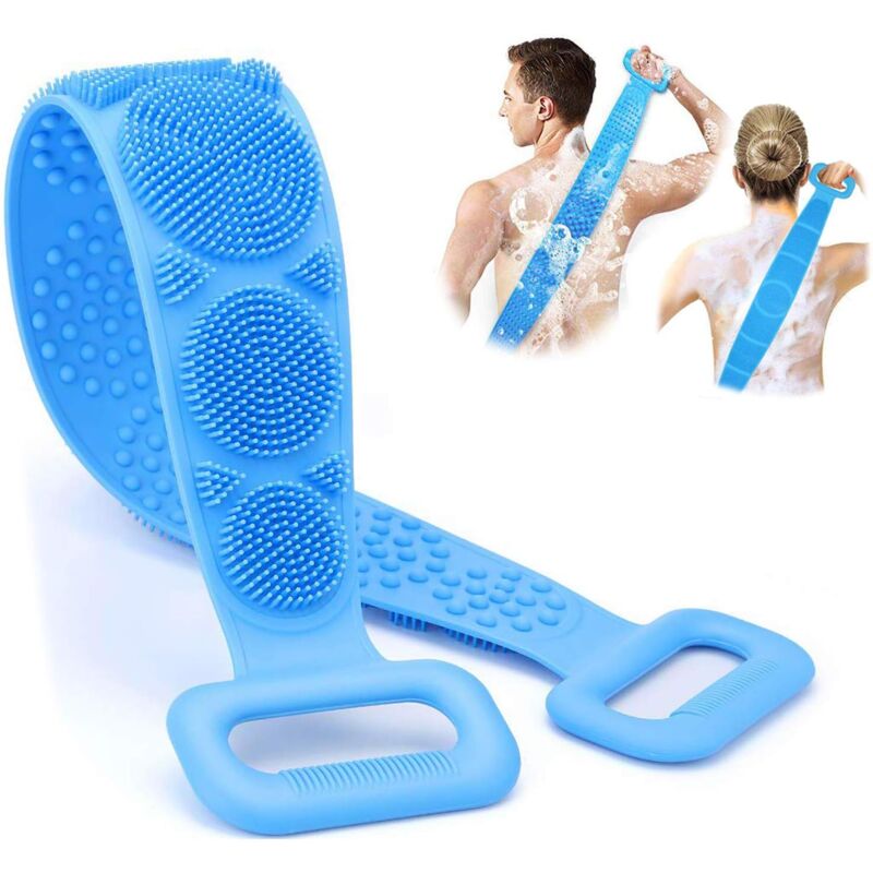 foto del prodotto silicone bath brush, shower brush, exfoliating body brush double sided shower back brush, comfortable massage and quick foaming for women and men
