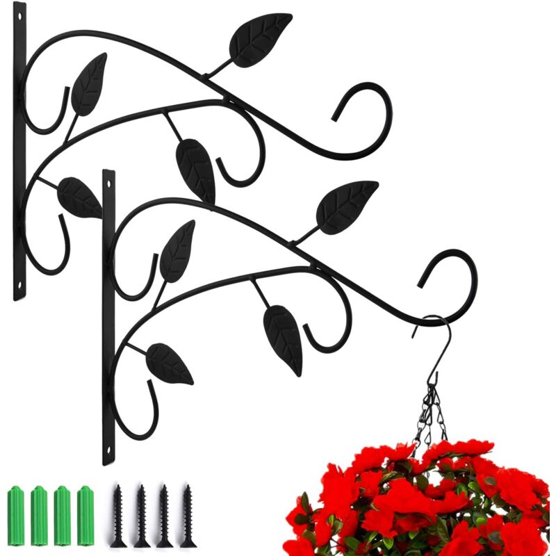 foto del prodotto zvd 2 pieces wall hanging plant hook with screw holder plant hook lantern bird feeders metal garden basket for balcony garden decoration 4