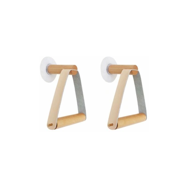 foto del prodotto toilet paper holder,wall mounted wood leather no punching for living room bedroom bathroom set of 2