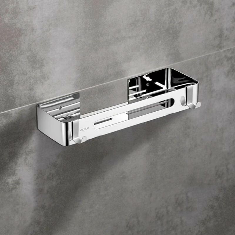 foto del prodotto square stainless steel rack is suitable for a variety of scenarios, kitchen, bathroom, toilet storage rack bathroom rack free punching