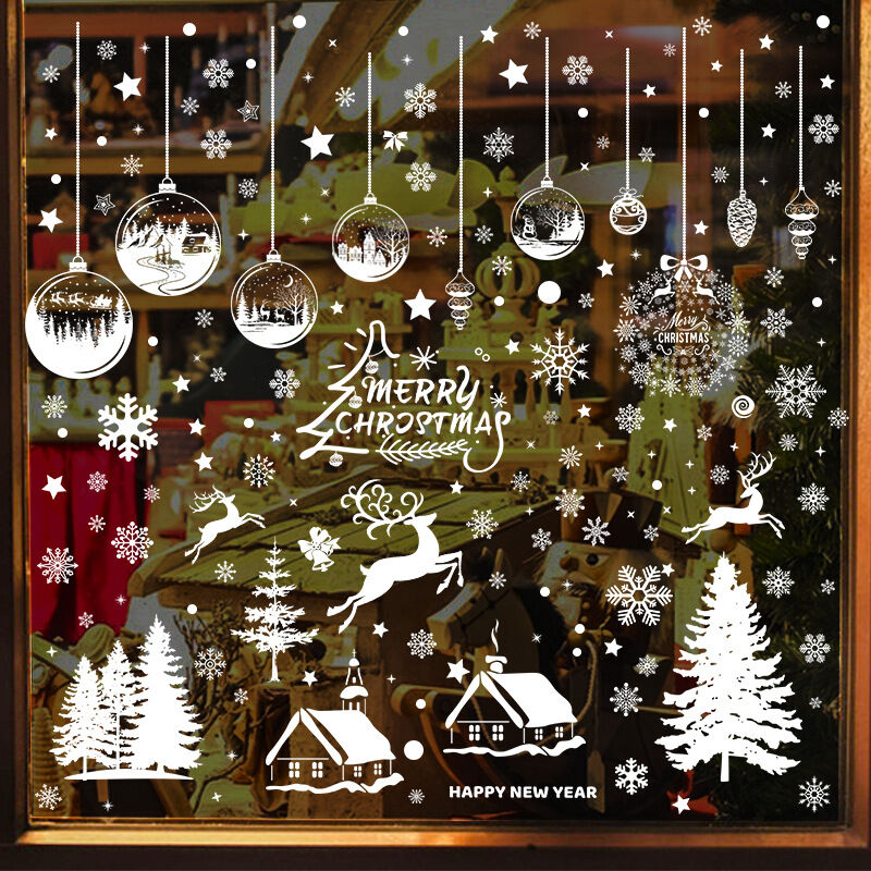 foto del prodotto bebusingoto adesivi per finestre natalizie, adesivi per finestre natalizie riutilizzabili, decorazioni per gnomi, adesivi per alberi di natale,