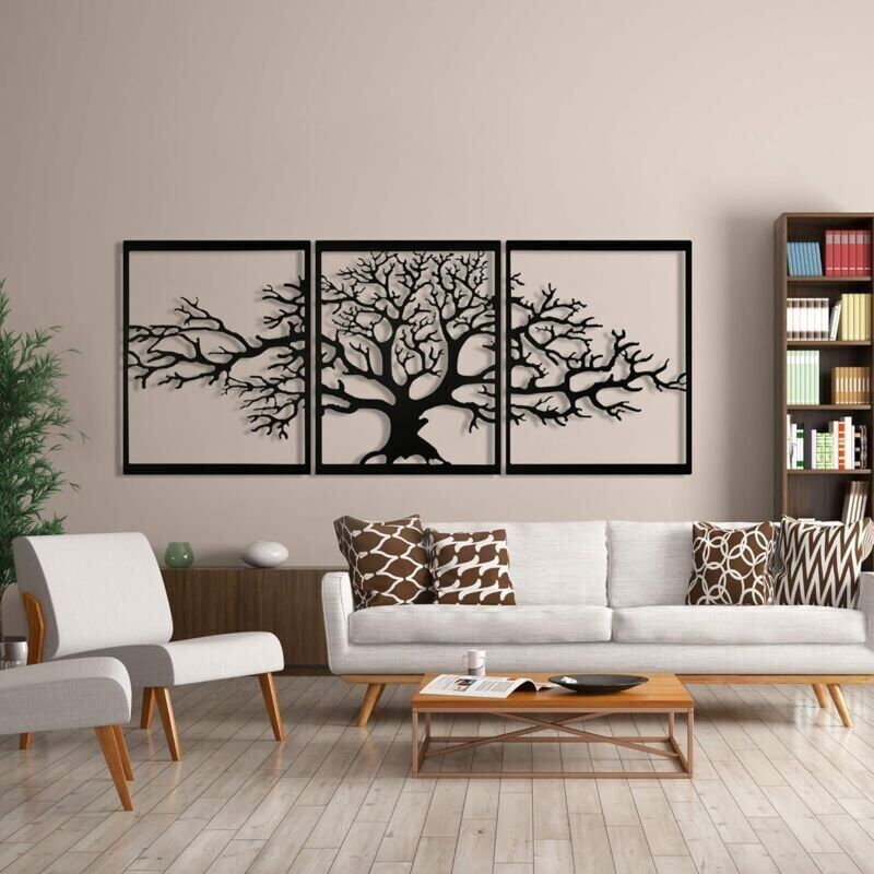 foto del prodotto snq albero della vita in metallo, decorazione da parete, scultura in metallo 3d, per casa, ufficio, camera da letto, soggiorno, decorazione da