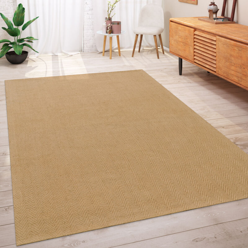 foto del prodotto paco home tappeto salotto moderno tappeto fibra naturale juta onde a mano a spina di pesce marrone beige 120x170 cm