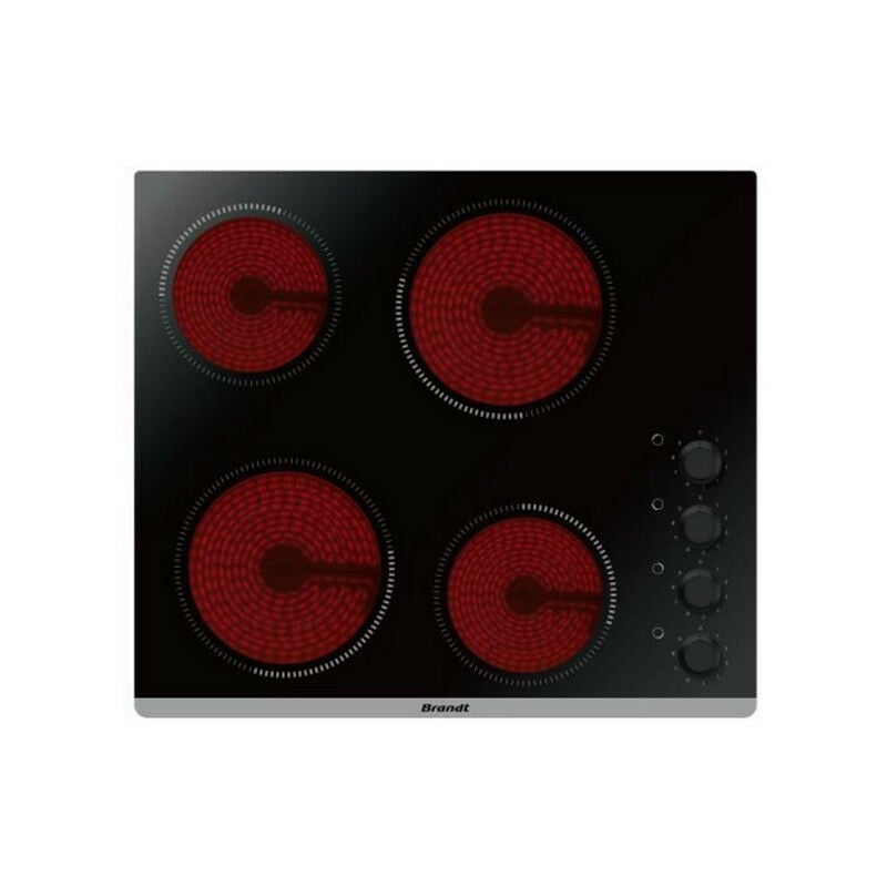 foto del prodotto brandt piano cottura in ceramica 4 fuochi 6000w nero bpv6410b