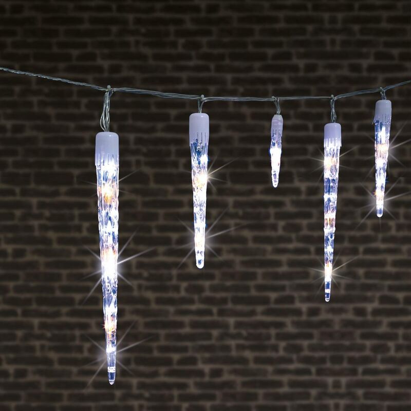 foto del prodotto tenda stalattitica per esterni 10 ghiaccioli 63 led bianco freddo caldo feeric lights christmas