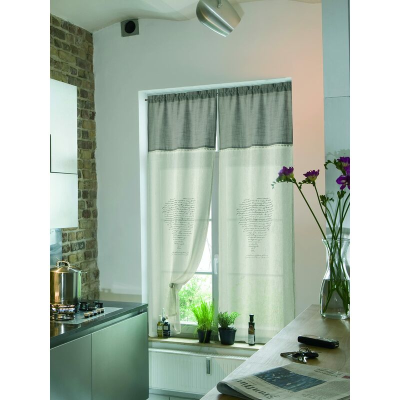 foto del prodotto tccuo116 150 tendina coppia cuore, poliestere, naturale, 60x150 cm, 2 unit home collection