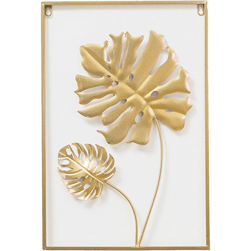 foto del prodotto aiperq decorazione da parete in metallo dorato, scultura da parete a doppia foglia di tartaruga dorata 3d per soggiorno, camera da letto, ufficio,