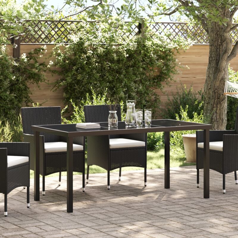 foto del prodotto vidaxl tavolo giardino nero 160x80x73 cm vetro temperato