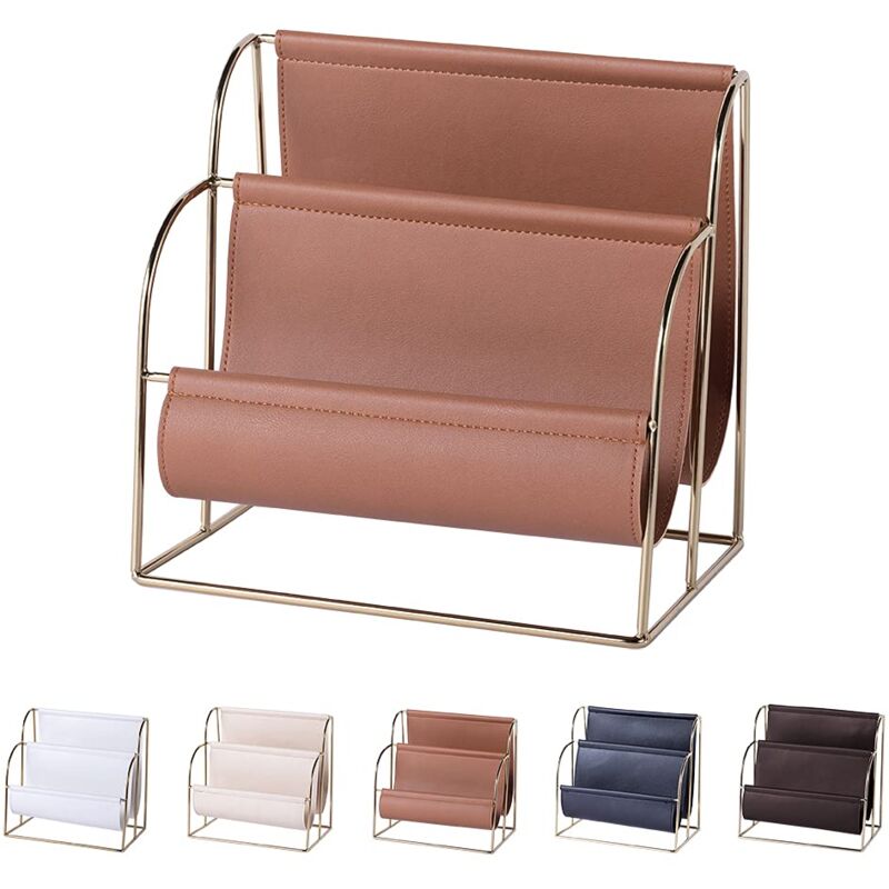 foto del prodotto zvd metal pu leather magazine rack, newspaper holder, metal magazine rack for magazines, newspapers or magazines, magazine rack for bathroom,