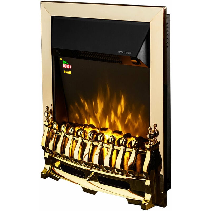 foto del prodotto camino elettrico da incasso 59,5x48,5x12 cm effetto fiamma 2000w galileo gold dorato