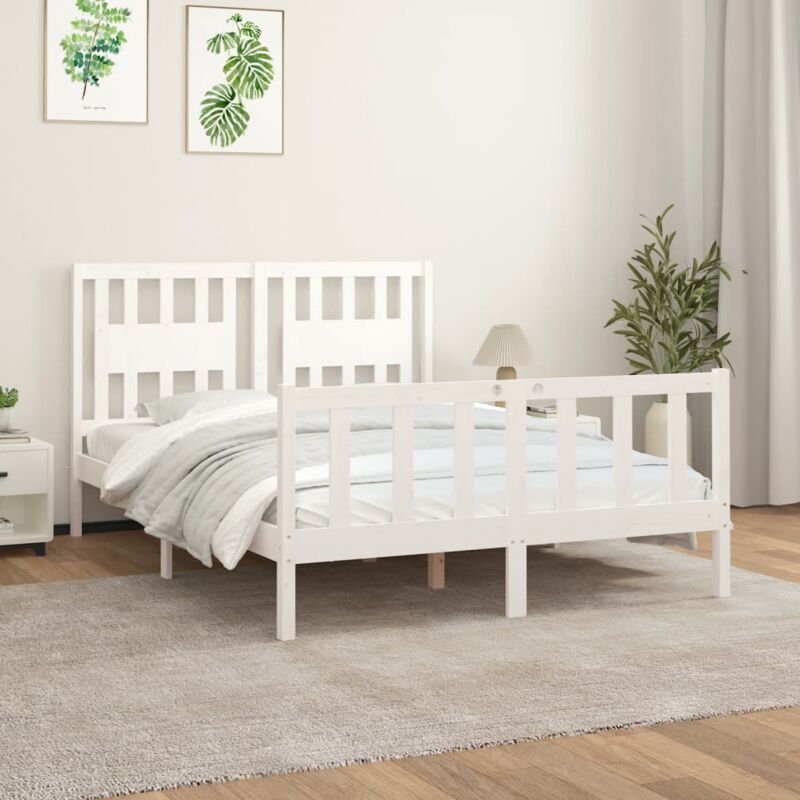 foto del prodotto vidaxl giroletto con testiera bianco legno massello di pino 140x200 cm