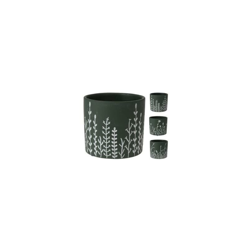 foto del prodotto vaso plant d.12xh10cm verde in ceramica in 3 model