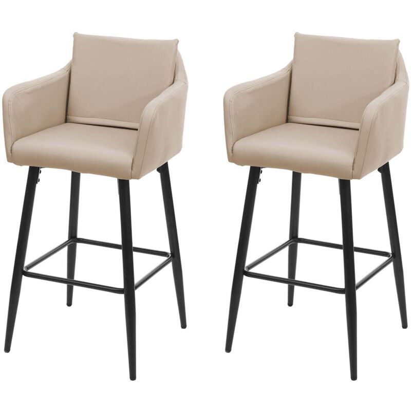 foto del prodotto coppia sgabelli bar lounge hhg 754 poggiapiedi 105x54x53cm, ecopelle beige tortora