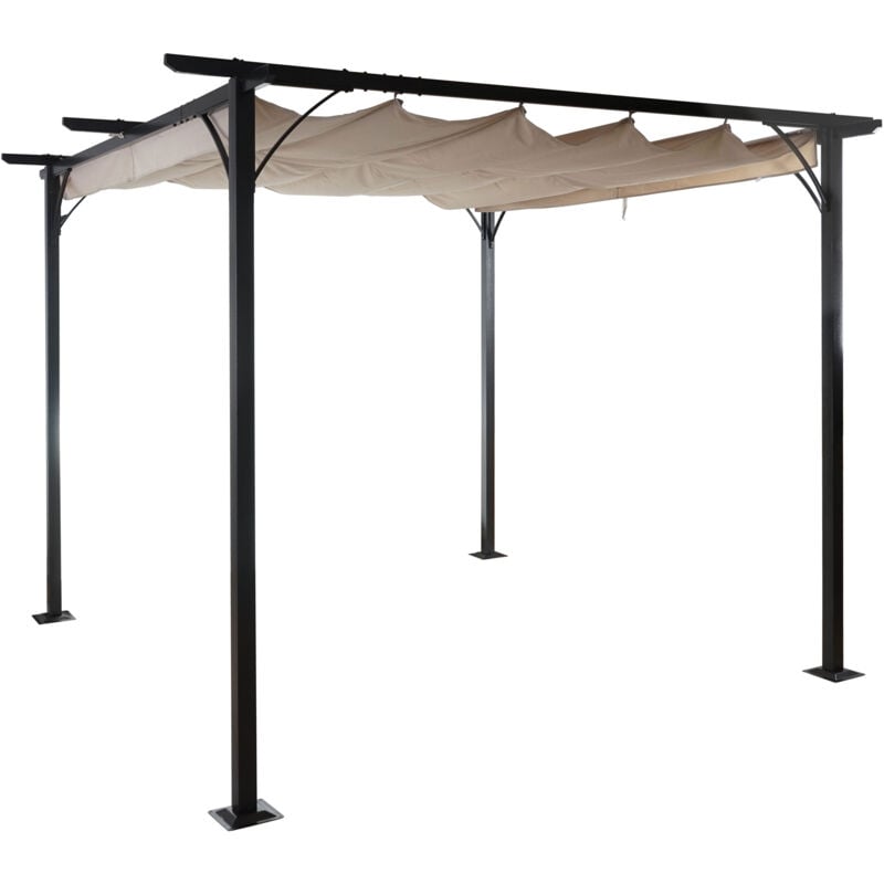 foto del prodotto gazebo pergola baldacchino moderno elegante giardino patio hhg 116 acciaio poliestere 3x3m avorio