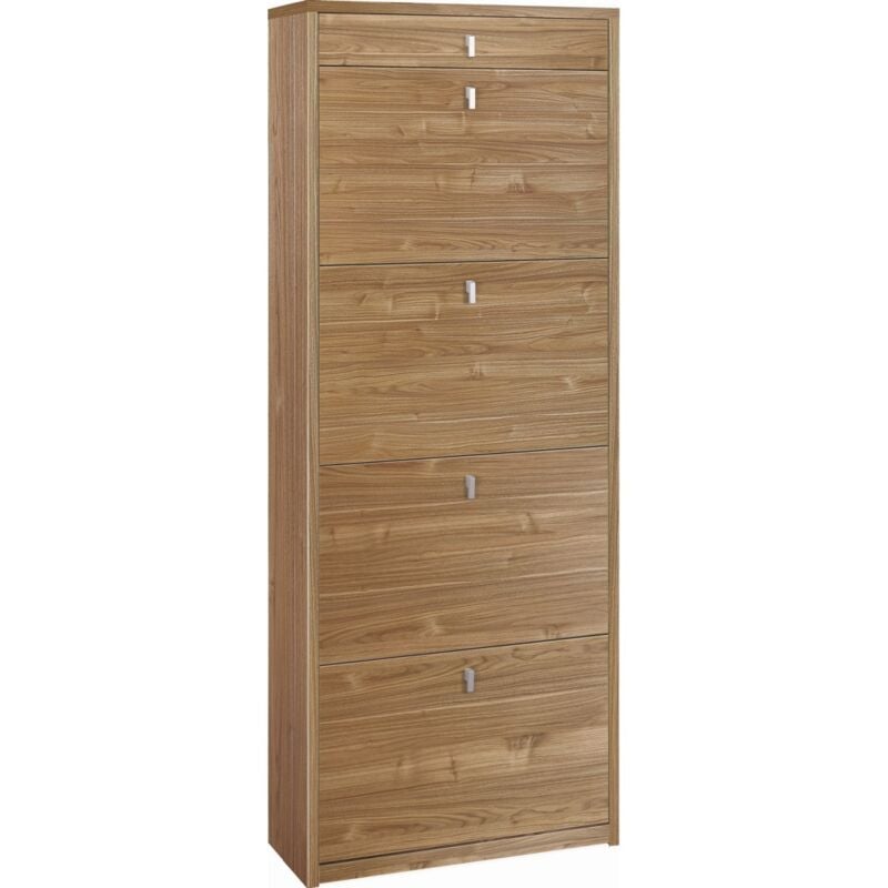 foto del prodotto scarpiera legno noce 4 ante cassetto ribalta doppia 20 paia porta scarpe