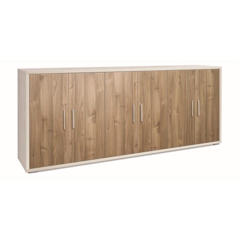 foto del prodotto mobile basso armadio 6 ante 200 tv moderno credenza bianco noce legno