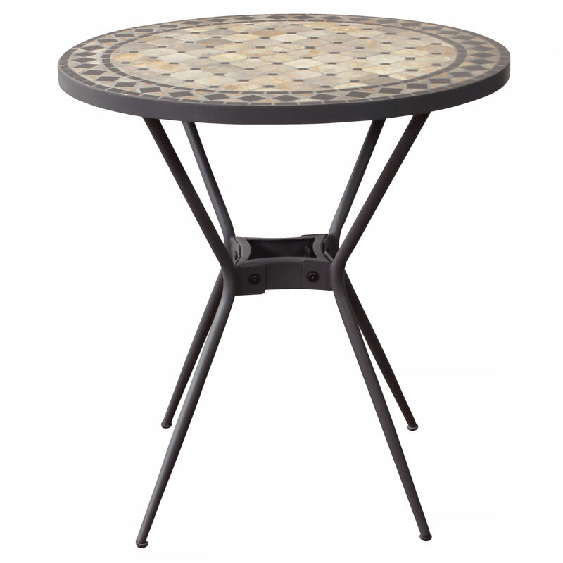 foto del prodotto milani home brais tavolo con piano rotondo e mosaico beige e antracite