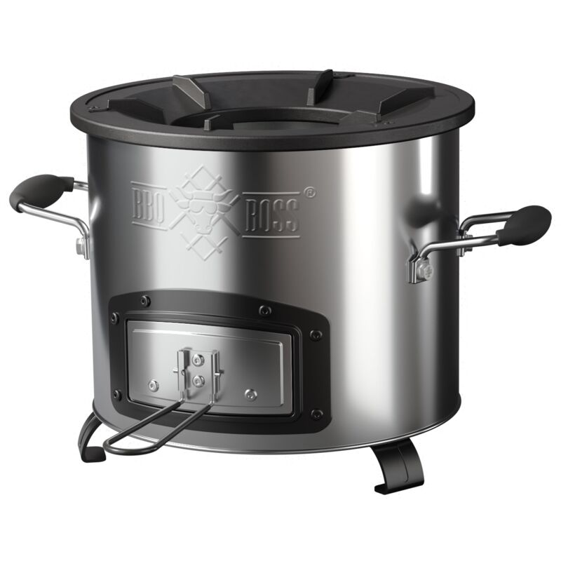 foto del prodotto bbq boss bbqboss forno da campeggio rocket stove fornello per barbecue in acciaio inox e ghisa stufa a razzo adatto per camping cucinare all aperto