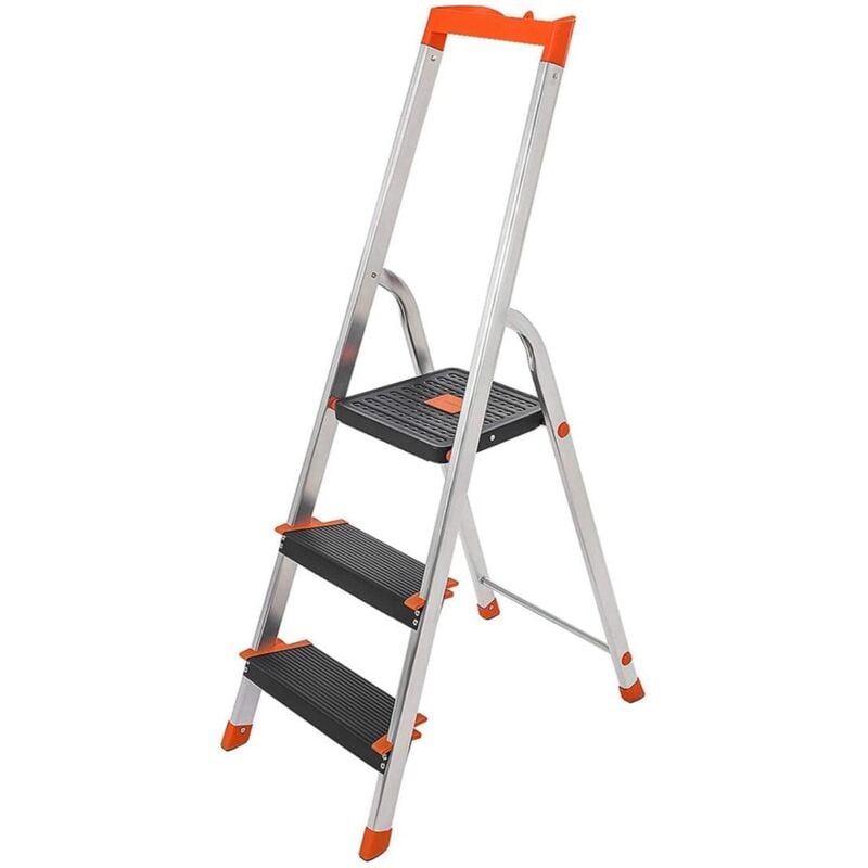 immagine 0 del prodotto helloshop26 scaletta 3 gradini scaletta pieghevole in alluminio gradini larghi 12 cm con scanalature piedini antiscivolo corrimano porta attrezzi
