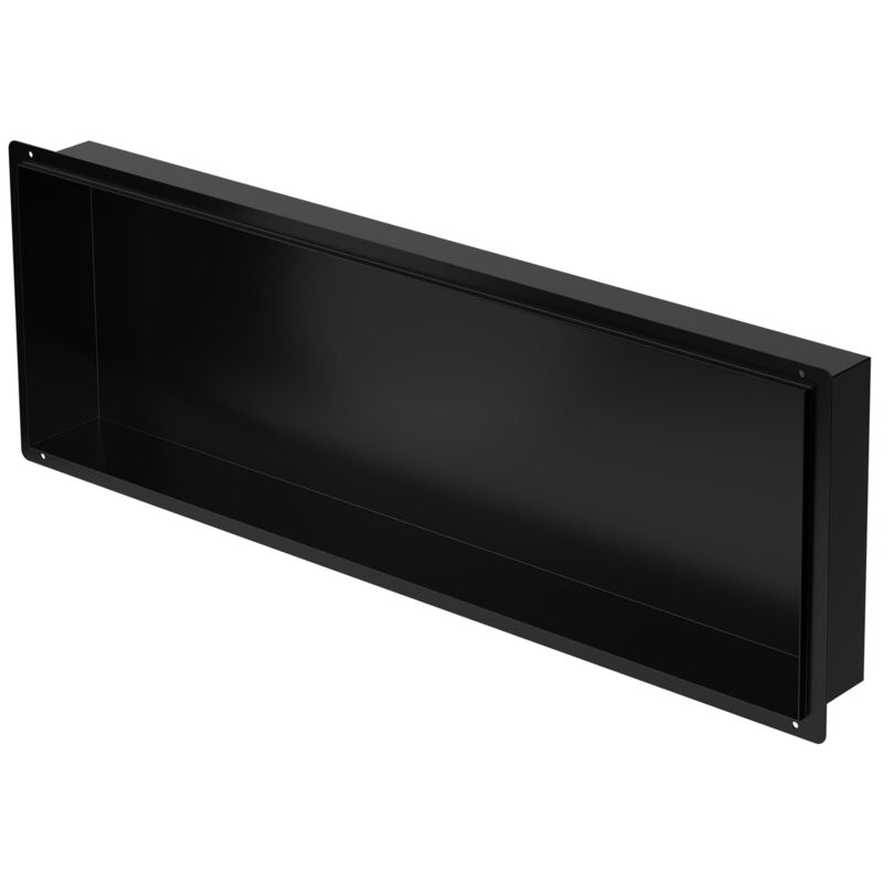 foto del prodotto luxebath nicchia a parete senza cornice in acciaio inossidabile 90x30x10 cm nero nicchia da muro senza bordo per bagno ripiano da incasso senza