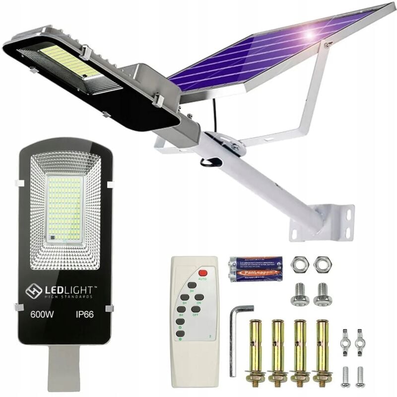 foto del prodotto lampione da giardino lampione solare a palo potente 600w pannello stradale 102led