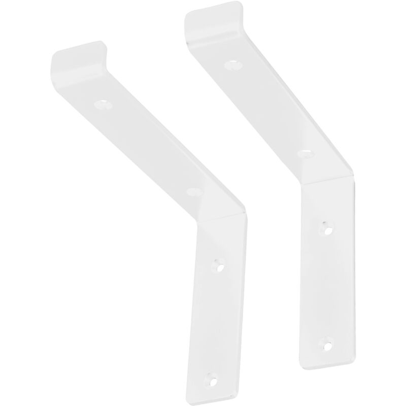 immagine 0 del prodotto ml design set 2 staffe per mensole a l in metallo bianco 20 x 4 x 14,5 cm supporti angolari per ripiani peso massimo 50 kg con materiale di