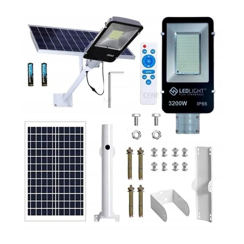 foto del prodotto lampione da giardino lampione solare a palo potente 3200w pannello stradale 648 led