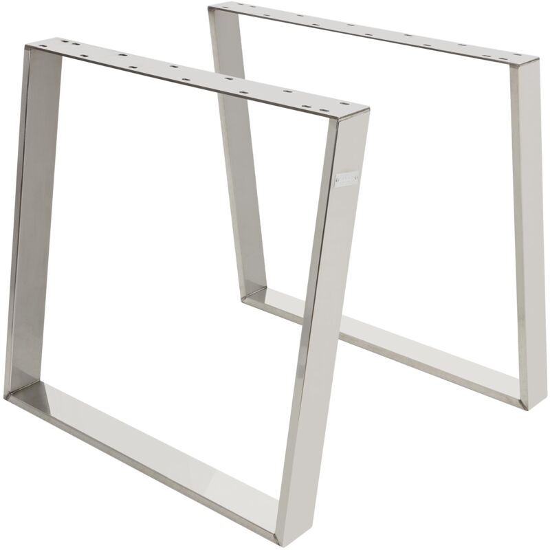 immagine 0 del prodotto ml design set di 2 gambe per tavolo in acciaio inox argento 75x72 cm profilo 8 x 2 cm con 14 fori inclinazione 80 gradi piedini base telaio guide