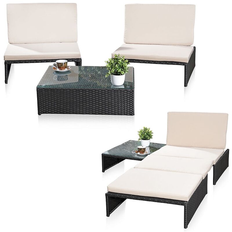 foto del prodotto set di sedute da salotto set da giardino mobili da di seduta 2 poltrone tavolo rattan