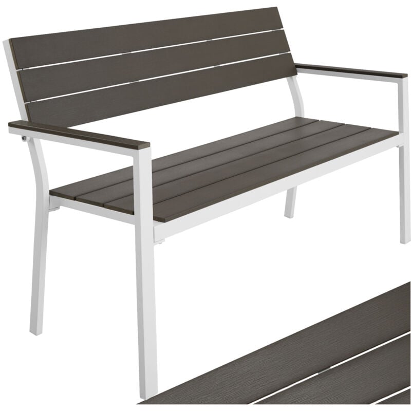 foto del prodotto panca da giardino line da 2 posti con telaio in alluminio 128 x 59 x 88 cm panca da giardino, panchina, panchina da parco