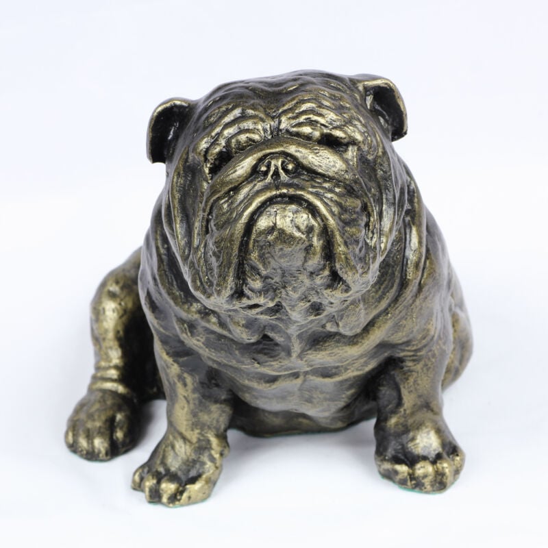 foto del prodotto bulldog inglese, bulldog i statuetta di cane, cane seduto sulla scrivania, decorazione per il soggiorno di un amante dei cani di art dog
