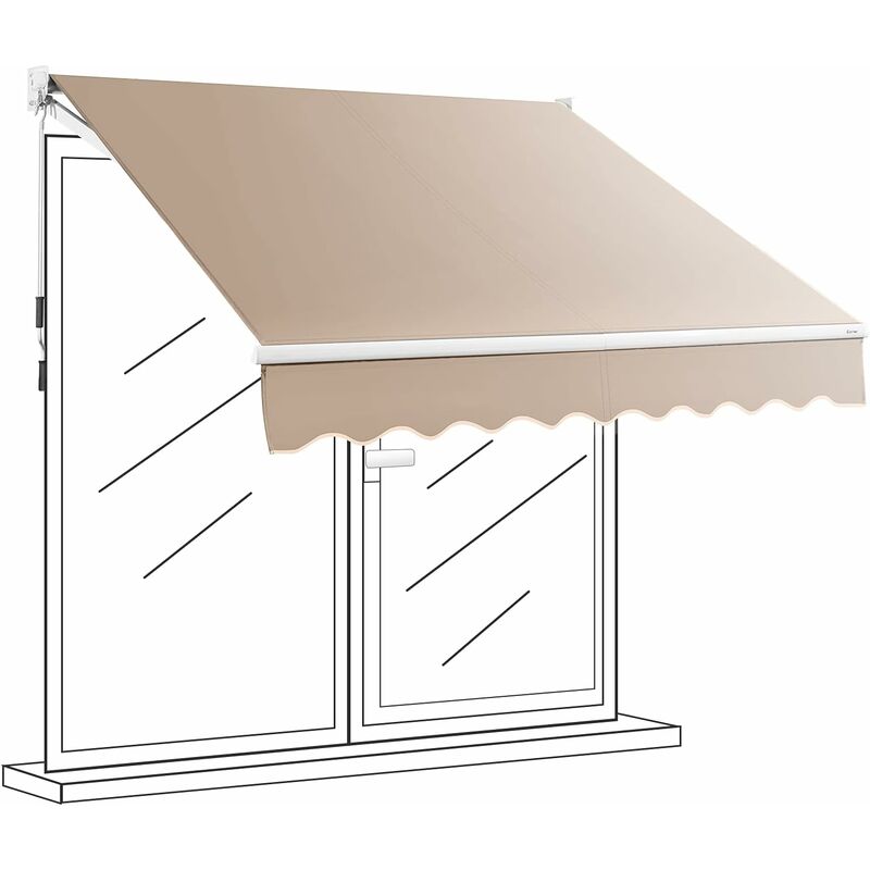 foto del prodotto tenda da sole retrattile,tenda parasole impermeabile, tenda da sole per finestre e porte da giardino e balcone, con struttura metallica, grigio
