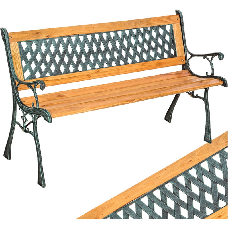 foto del prodotto panchina da giardino tamara da due posti, in legno e ghisa 128 x 51 x 73 cm panchina da esterno, panca giardino, panchina per esterno