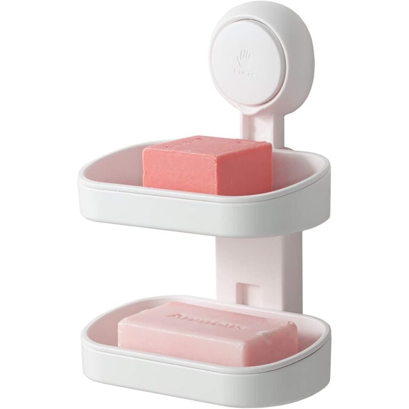 foto del prodotto kzq portasapone doppio per bagno, portasapone da 5 kg per doccia, montaggio a parete, senza fori, portasapone in plastica rimovibile con scarico,