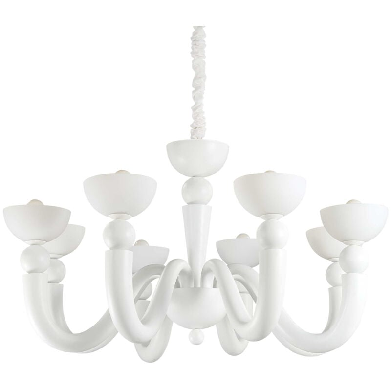 foto del prodotto lampadario shabby chic provenzale bon bon metallo bianco 8 luci