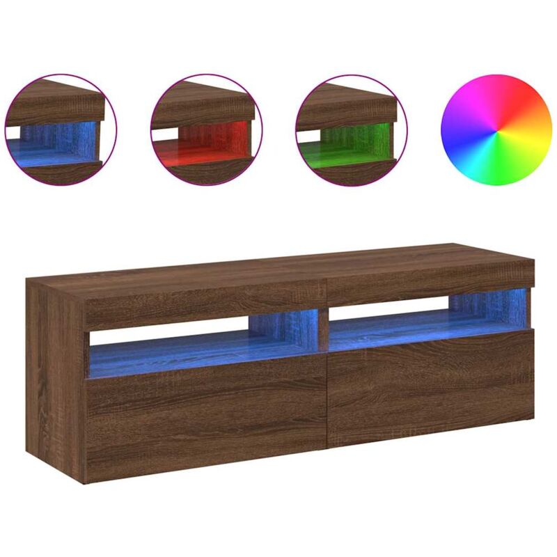 foto del prodotto vidaxl mobili porta tv con luci led 2 pz rovere marrone 60x35x40 cm