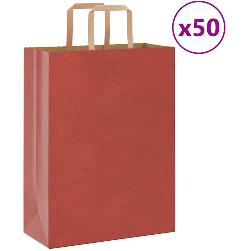 foto del prodotto vidaxl sacchetti di carta 50 pz con manici rossi 26x12x35 cm
